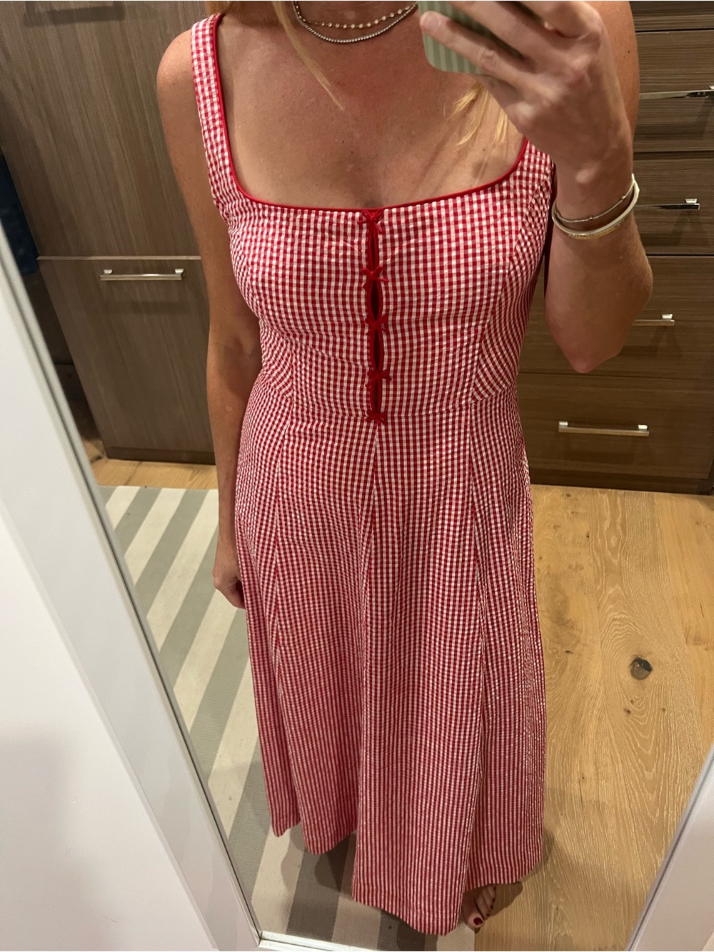 DOEN Delaney red gingham maxi dress. Size small. Pristine condition.